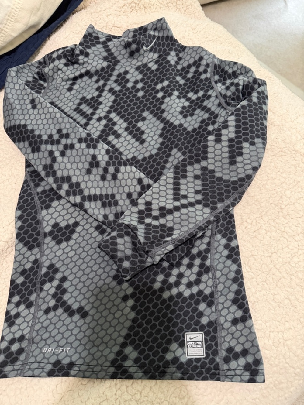 Nike Black & Gray Hex Camo Dri-FIT Long Sleeve Performance Top